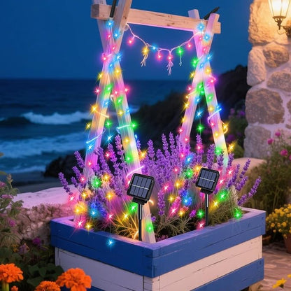 ANGMLN Solar Fairy String Lights Outside, 10 Strand 200 LEDs 8 Modes Watering Can Light for Outdoor（No Can）, Firefly Bunch Lights Waterproof Solar Powered Waterfall Lights for Garden Decor