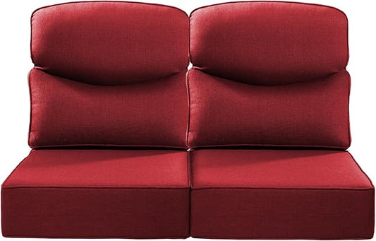 Luxury 24x24x6 Inch Smile Outdoor Seat Cushions Set of 2 - Superior Comfortable Water-Repellent Patio Chair Cushion for Porch Set Rattan Dining Swivel Chairs Loveseat Sectional Sofa - Red