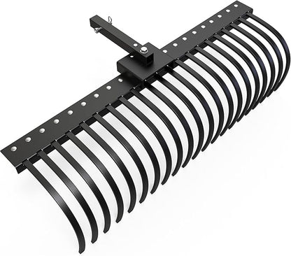 YITAMOTOR 5FT Tractors Rake 21 Pine Straw Rake Fits 2" Receiver for Lawn Tractors or ATV/UTV