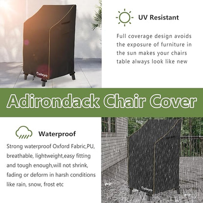 Adirondack Chair Cover 2 Pack,Waterproof Heavy Duty Outdoor Tall Adirondack Chair Covers 2 Pack,Patio Adirondack Chair Cover for Outdoor Chair(30 W x 32 D x 46 H inches) Black