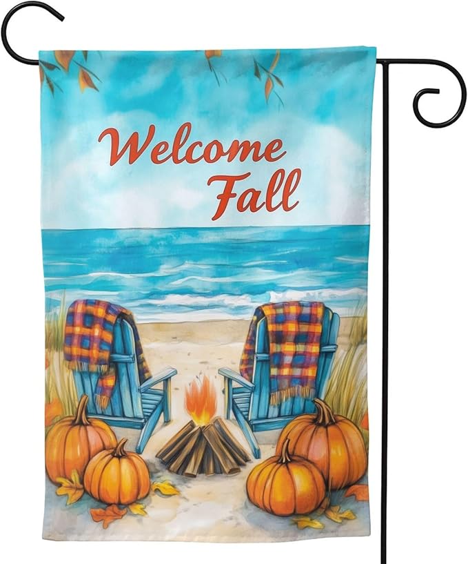Welcome Fall Garden Flag Vertical Double Sided Outdoor Yard Flags 12.5x18 Inch Burlap Banners for House Lawn