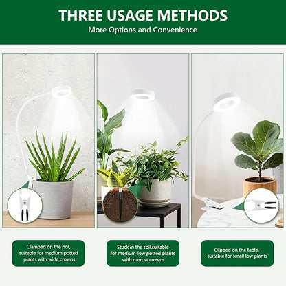 Grow Lights for Indoor Plants Full Spectrum, Clip-on LED Plant Lights for Indoor Growing with Auto On/Off Timing 3/9/12 Hrs, 10 Dimmable Levels, 3 Spectrum Modes & Adjustable Gooseneck, White, 2 Pack