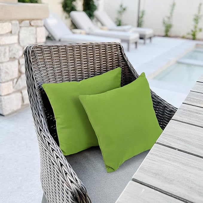 idee-home Outdoor Pillows with Inserts Included, Patio Outside Square Pillows Waterproof Set of 2, 18 x 18 inch Green