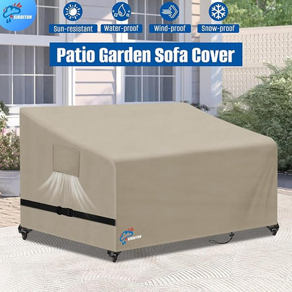 SIRUITON 2-Seat 78" W x 33" D x 32" H Garden Patio Sofa/Loveseat/Bench Cover, Heavy Duty 420D Oxford Waterproof Outdoor Sofa Cover, Lawn Patio Furniture Covers