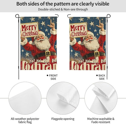 Merry Christmas Garden Flag Vertical Double Sided Outdoor Yard Flags 12.5x18 Inch Burlap Banners Vertical Double Sided for Outdoor Decor Lawn