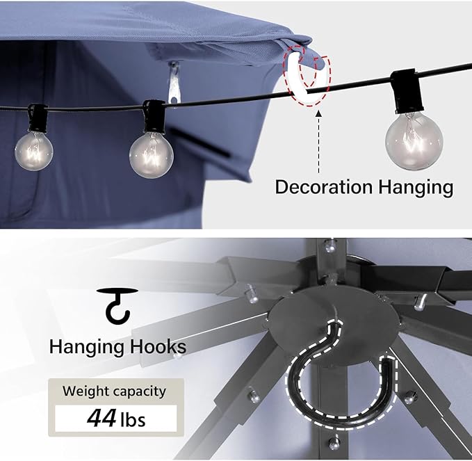LAUSAINT HOME Outdoor Patio Gazebo 10'x13' with Expansion Bolts, Heavy Duty Gazebos Shelter Party Tent with Double Roofs, Mosquito Nettings and Privacy Screens for Backyard, Garden, Lawn, Navy Blue