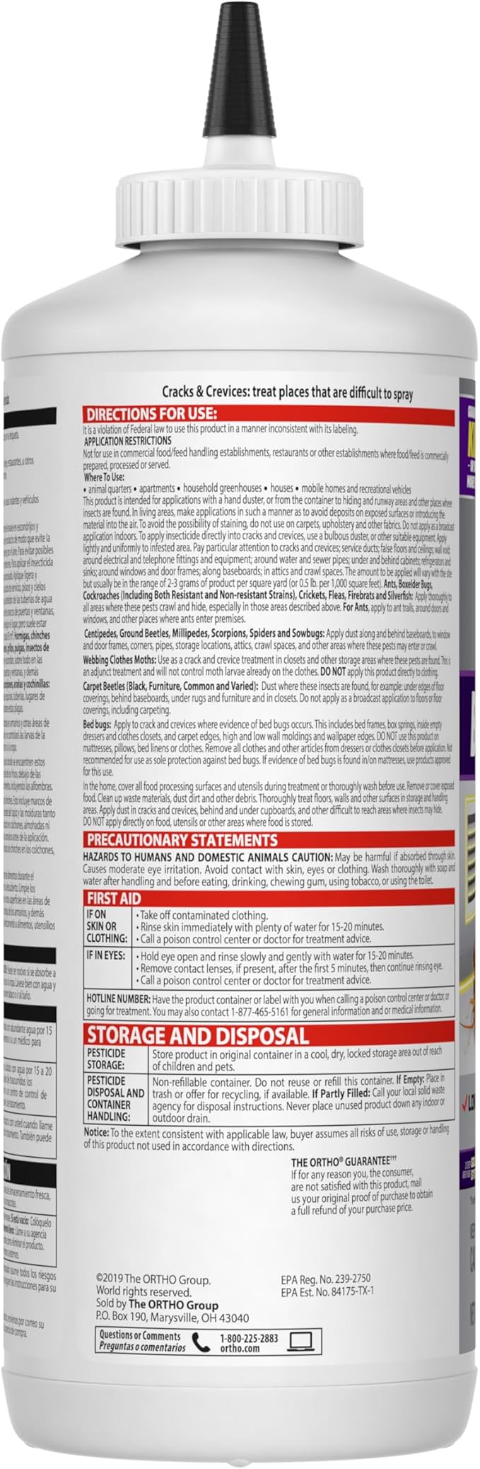 Ortho Home Defense Max Bed Bug & Flea Killer Powder, 12 oz. – Apply to Cracks and Crevices for Up to 8 Months of Control