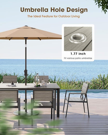 Outdoor Patio Dining Chairs Set of 2, Aluminum & HDPE All-Weather for Deck, Lawn, Backyard, Pool and Indoor Use (Classic Gray