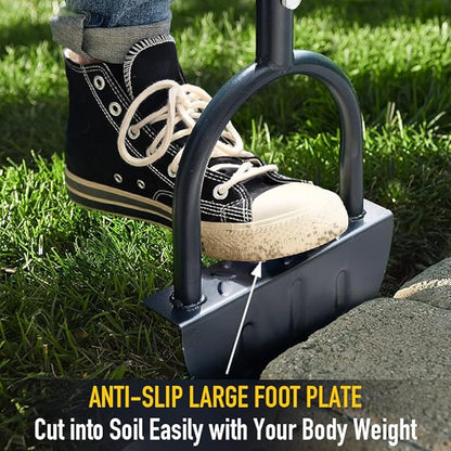 Colwelt Saw-Tooth Edger Lawn Tool, Half Moon Lawn Edger with T-Grip, Sidewalk Grass Long Handled Step Edger, 38-Inch