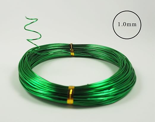 Aluminum Floral/Plant/Bonsai Tree Wire 5-Size Starter Set with Canvas Bag - 1.0mm, 1.5mm, 2.0mm, 2.5mm, 3.0mm (147 feet Total) - Choose Your Color (5 Sizes, Green)