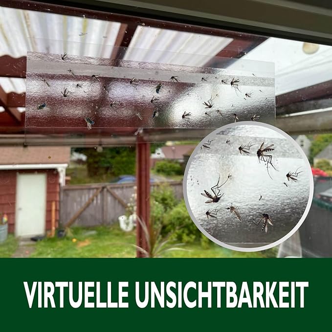 Garsum Window Fly Traps Indoor, 96 Pieces Fly Paper Bug Sticky Strips, House Fly Killer Window Decal Non-Toxic,4 Pcs per Pack Total
