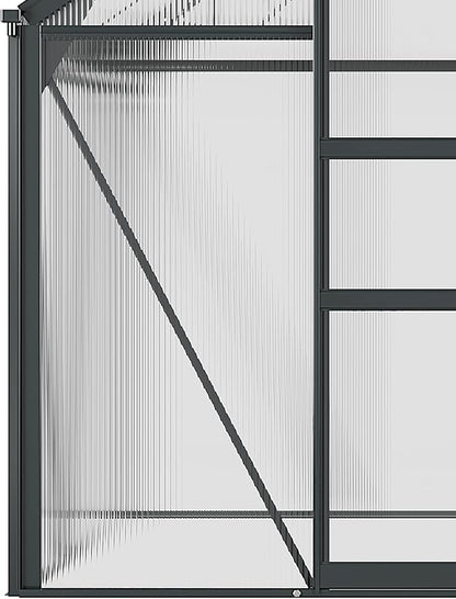 Outsunny 6' x 6' Greenhouse for Outdoors, Polycarbonate Greenhouse with Rain Gutter and Roof Vent, Aluminum Walk-in Green Houses for Outside for Patio Backyard Garden, Gray