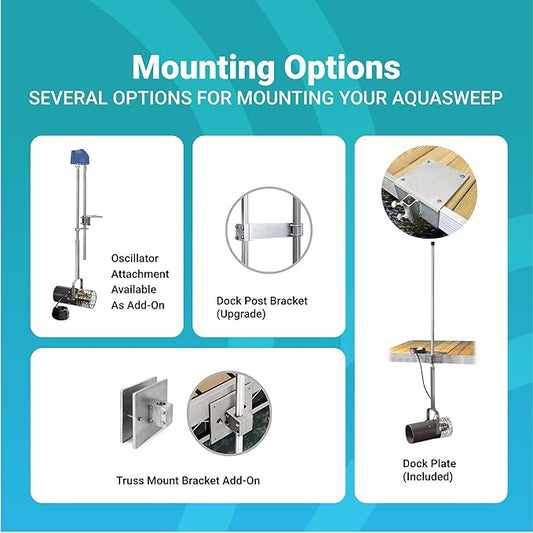 Scott Aerator 3/4 Horse Power 230V Muck Blaster - 100ft Cord | 3/4 Horse Power Aquasweep w/Dock Mount | Water Circulator | Water Agitator | Water Mover | Muck Blower
