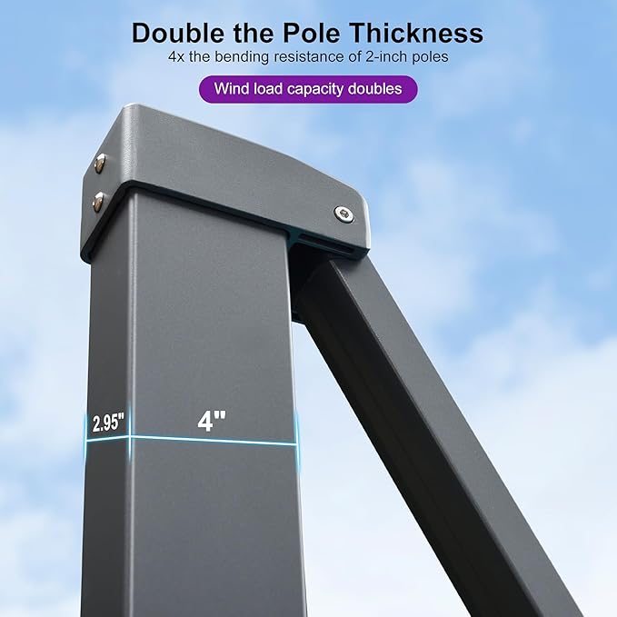 PURPLE LEAF 10' X 13' Rectangle Patio Umbrella with Base Large Windproof Offset Hanging Outdoor Umbrella Cantilever Umbrella Outdoor Patio Grey