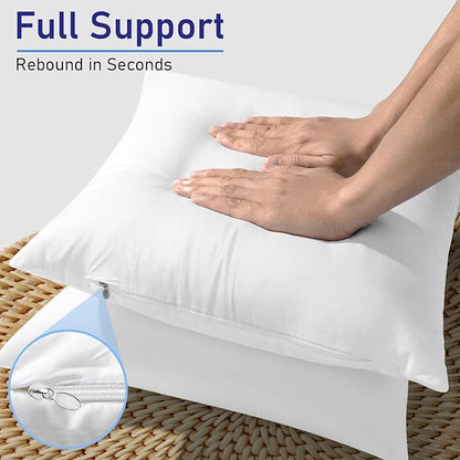 Pack of 2 22x22 Outdoor Pillow Inserts, Water Resistant Throw Pillow Inserts, Cushion Inner Pads for Patio, Furniture, Sofa, Bed, Living Room, Garden Decorative Waterproof Pillow Inserts