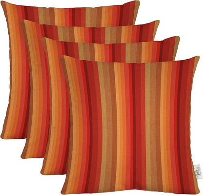 RSH DECOR: Sunbrella Square Throw Pillows Set of 4 | 20" x 20" | Water and Fade-Resistant Performance Fabric | Outdoor Pillow Covers with Down-Alternative Inserts | Astoria Sunset