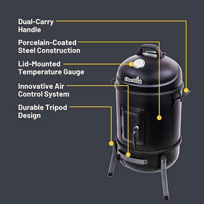 Char-Broil Bullet Charcoal Smoker 16" - 18202075,Black