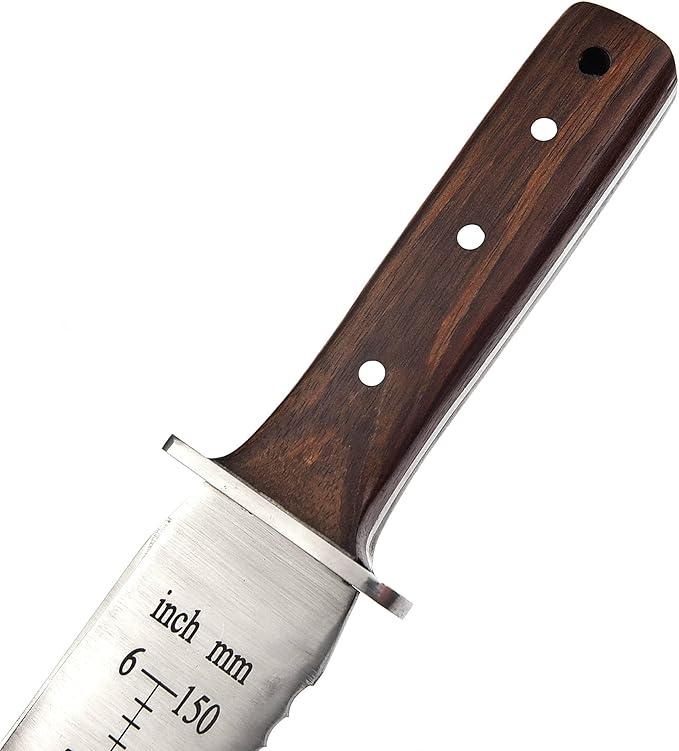 Namibagata Japanese Steel Straight Garden Knife, Insulation Knife use for Digging, Weeding knives, Planting Knives & Sod Cutter | 12" Stainless Steel with Cutting Edge, Full-Tang walnut Wood Handle with Sheath