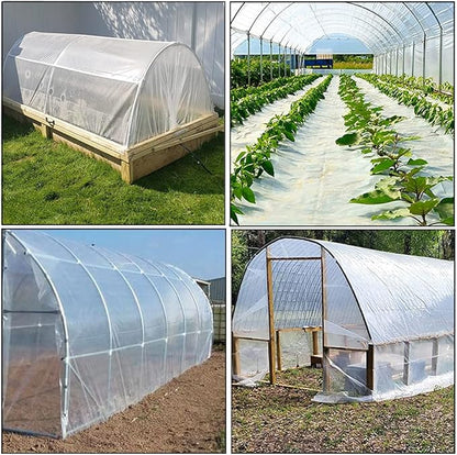 Yowlieu 12' x 25' Clear Greenhouse Plastic Sheeting, 6 Mil UV Resistant Polyethylene Greenhouse Film Hoop Green House Plastic Cover for Farms, Agriculture, Garden