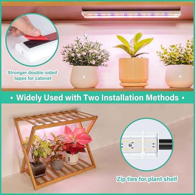 FOXGARDEN Grow Light Strip, Red Blue White Full Spectrum Plant Light for Indoor Plants, 96 LED Bright Grow Lamp with Auto On/Off Timer 4/8/12H, 4 Dimmable Brightness