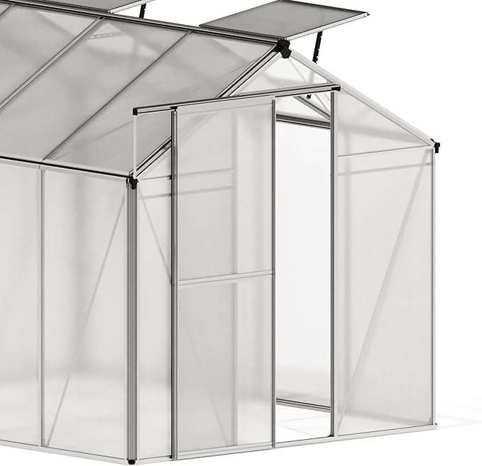 Greenhouse Jasmin 3 Aluminum Frame - 6.3 x 6.3 ft Approx. 6 mm Polycarbonate Panels