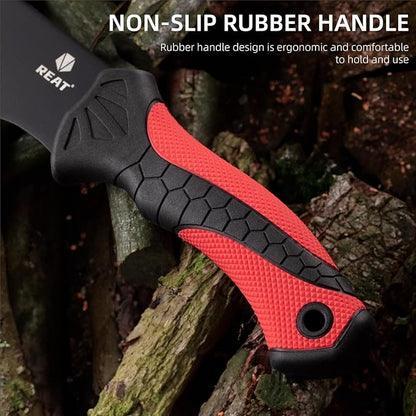 REAT Gardening Heavy Duty Machete,24" Full Tang Machete with Shaeth,Ergonomic No-Slip Handle,Machetes for Bushcraft, Outdoor Hunting, Garden Cutting Trees and Yard Work (Red)