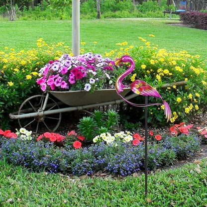 hogardeck Garden Decor for Outside, 47" Metal Flamingos Decorative Garden Stakes Balancing Rocker for Yard Art, Outdoor Heavy-Duty Wind Sculpture Shaking Ornament for Lawn Patio Porch Decorations