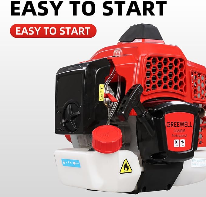 2-Stroke Gas Brush Cutter Pro-Grade String Trimmer EPA Compliant Orange Heavy-Duty Weed Eater Lawn & Overgrowth Clearing Tool