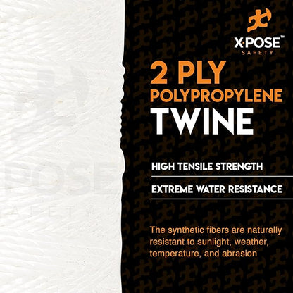 Polypropylene Tying Twine - 2 Ply White Plastic Poly String 4200' Roll - Soft On Hands - Heavy Duty Outdoor & Indoor Tie Line - Baling, Shipping & Bundling Twine, Packaging Rope 4 Pack