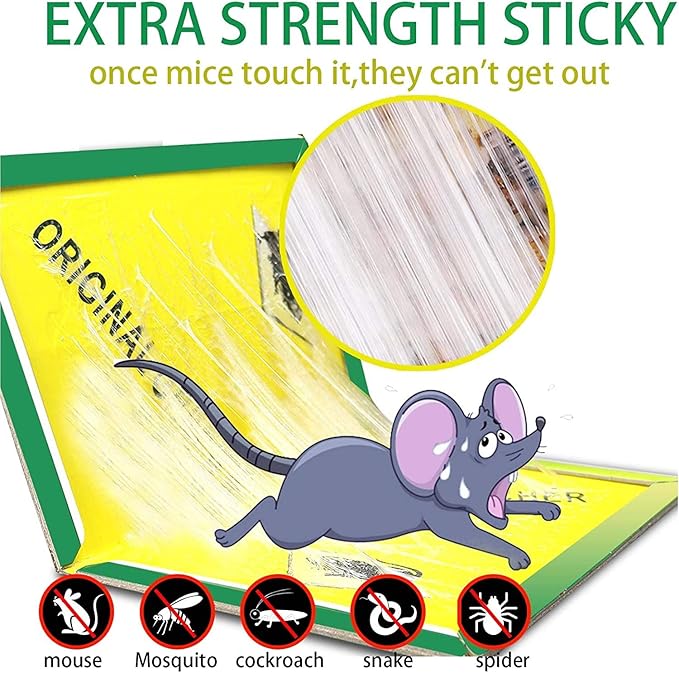 Ezoon 12 Pack Large Mouse Glue Traps with Enhanced Stickiness, Rat Snake Sticky Pad Board for House Indoor Outdoor, Easy to Set, Extra Large (8.3" x 12")