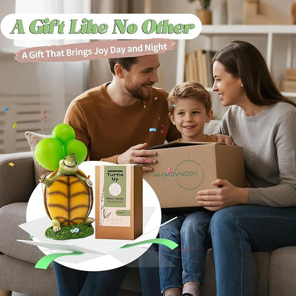 WHIMSYNOOK 10.2" Resin Turtle with Balloon Solar LED Garden Statue Light, Ideal for Porch, Lawn, Yard, Housewarming, or Birthday Gifts for Mom, Family, and Turtie Lovers