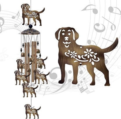 Outdoor Dogs Wind Chimes - Bronze Memorial Wind Bells, Mobile Sympathy Wind Catcher, Romantic Puppy Decor, Windchimes for Home, Balcony, Tree, Festival, Garden Hanging Decoration, Gifts for Mom