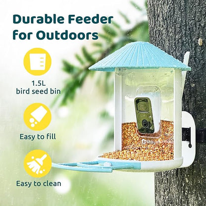 NETVUE by Birdfy Smart Bird Feeder with Camera, Bird Watching Camera, Auto Capture Video & Motion Detection, 1080P Live Steam, Cardinal Feeder Outdoor Wireless, Ideal Present for Backyard Birder, Blue