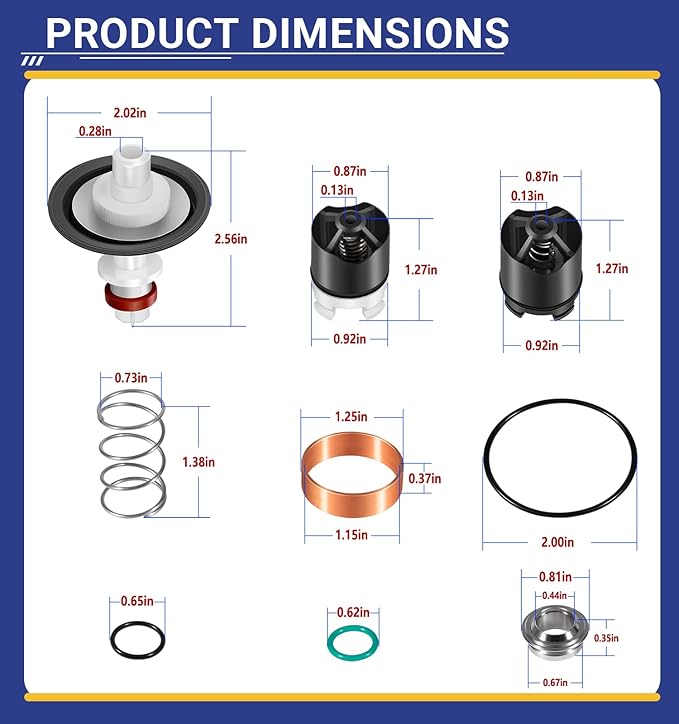 0887298 Total Repair Kit Replacement for watts LF009/009 series Reduced Pressure Zone (Fit 1/4-1/2 Inch Models)