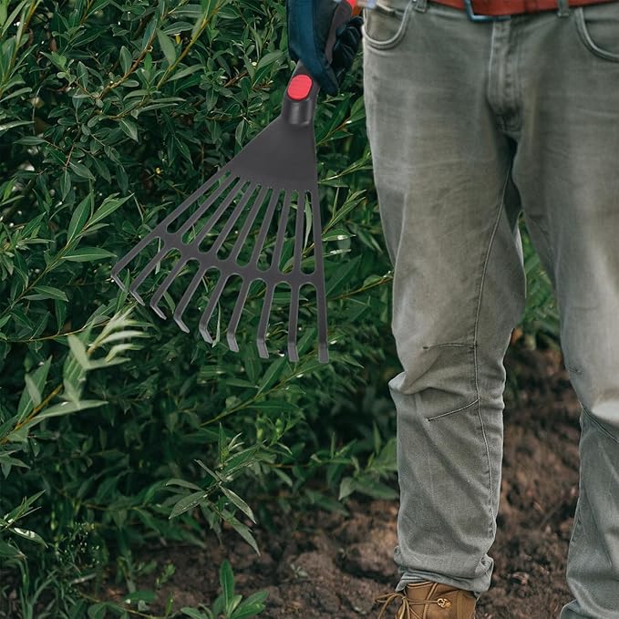 BESPORTBLE 2-Pack Small Hand Rakes - Lightweight Plastic Garden Rakes for Raised Garden Bed, Leaves, Lawns & Tight Spaces, Easy-Grip Ergonomic Handle (No Rust/Bend)