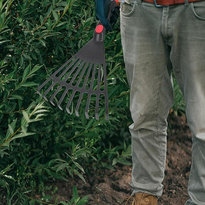 BESPORTBLE 2-Pack Small Hand Rakes - Lightweight Plastic Garden Rakes for Raised Garden Bed, Leaves, Lawns & Tight Spaces, Easy-Grip Ergonomic Handle (No Rust/Bend)