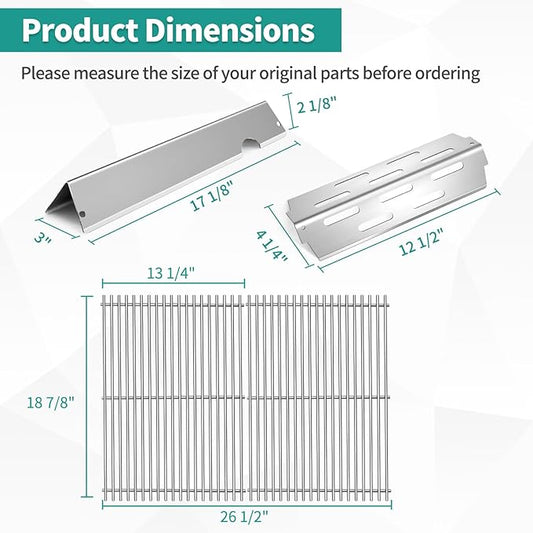 Stainless Steel 66032 Flavorizer Bars for Weber Genesis 2 Grill Parts 66095 Grill Grates 66795 Heat Deflector Grill Replacement Parts for Weber Genesis ii E-310 E-315 E-325 E-335 S-335 GS4