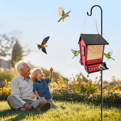 LSCQYYCCSquirrel Proof Bird Feeders for Outdoors Hanging, 5LB Capacity Metal Wild Birdfeeders Outside Hanging,Large Feeder That Attracts Cardinals, Chickadees, and More Birds-One in red ﻿