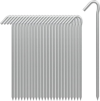 AAGUT Tent Stakes Heavy Duty Metal 9 Inch, 25 Pack Rust-Resistant Galvanized Steel Camping Stake Garden Edging Fence Hooks Yard Tent Pegs for Inflatable, Tarp, Outdoor Christmas Decorations