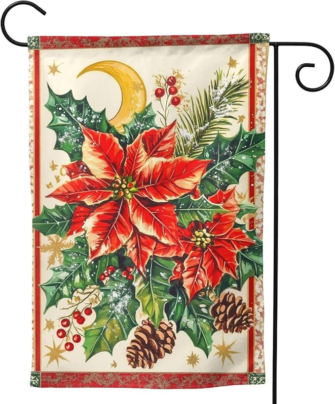 Christmas Garden Flag Vertical Double Sided Outdoor Yard Flags 12.5x18 Inch Burlap Banners for House Lawn