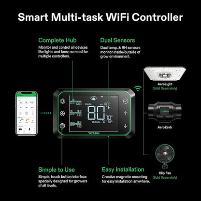 VIVOSUN Smart Air Filtration PRO G6 Kit 6", AeroZesh G6 Inline Duct Fan w/GrowHub E42A Temp. Humidity WiFi-Controller, Carbon Filter & Ducting, Cooling & Ventilation System for Grow Tent, Hydroponics