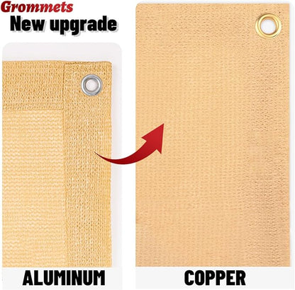 SUNNY GUARD Shade Cloth Custom Size 17x17 FT Sun Shade Screen Fabric Shade Cover Tarp with Grommets for Pergola Backyard Garden, Sand(We Customized)