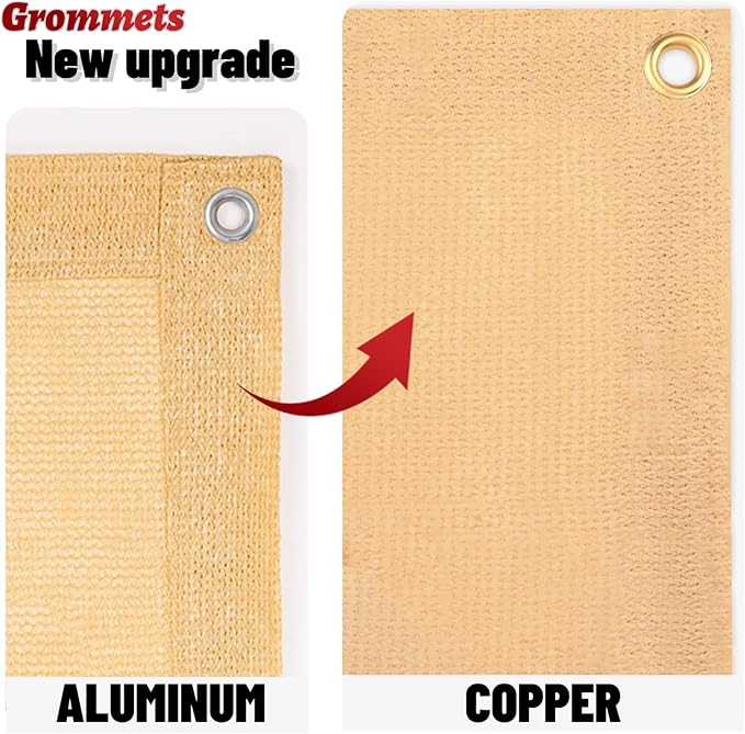 SUNNY GUARD Shade Cloth Custom Size 8x15 FT Sun Shade Screen Fabric Shade Cover Tarp with Grommets for Pergola Backyard Garden, Sand(We Customized)