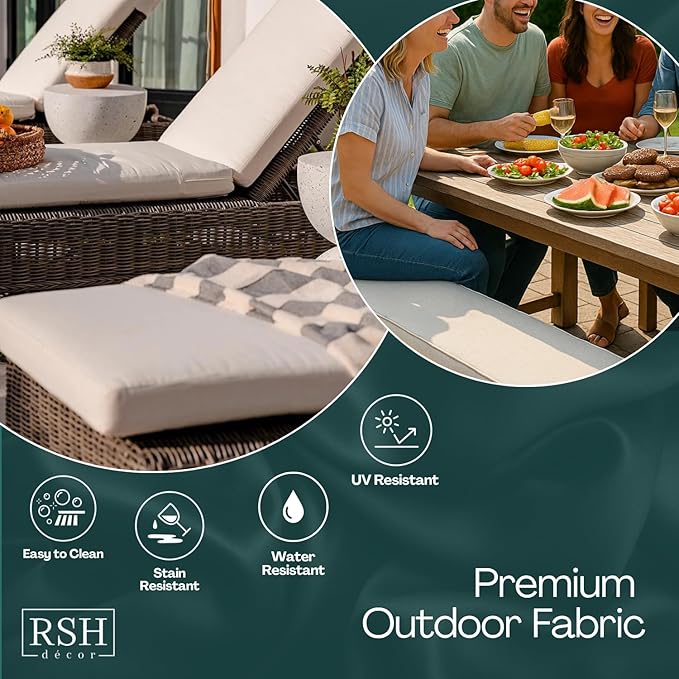 RSH DECOR Deep Seating Cushion with Pillow Back | 23.5” x 25” Seat | Water and Fade-Resistant Spun Fabric | Outdoor Chair Cushion Set for Patio Furniture | Beachcrest Caviar