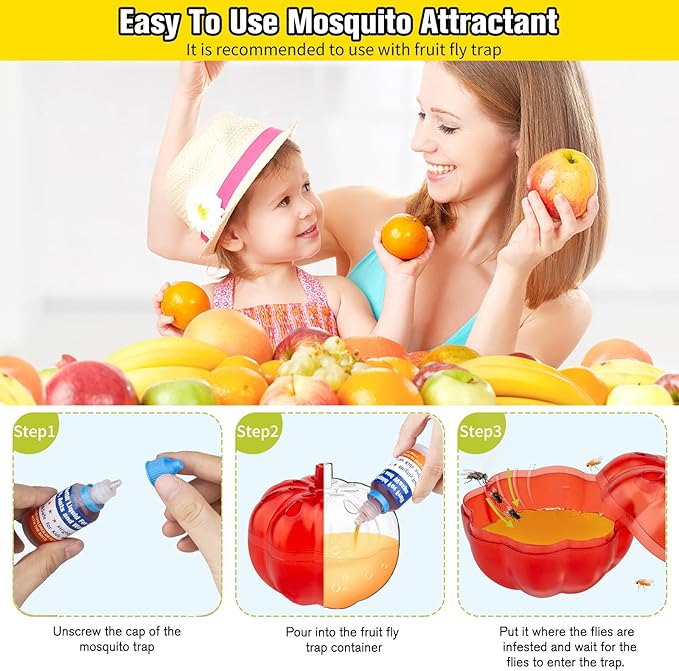 Fruit Fly Trap Refills Liquid Only, Fruit Fly Traps for Indoors,Ready-to-Use Gnats Killer Indoor Trap,Gnat Catcher for Home Kitchen (12 Pack)