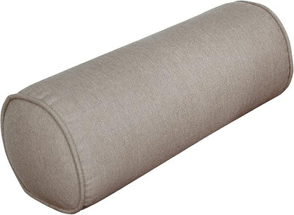 Indoor/Outdoor Bolster Pillows, 16x6 inches Solid Round Lumbar Cylinder Throw Pillows for Outdoor Furnitures, Set of 2, Beige