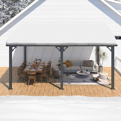 AECOJOY 16' x 12' Gazebo Outdoor Pergola for Patio, Large Wall-Mounted Hard Top 12x16 Lean to Metal Gazebo Shelter Pergolas and Gazebos Clearance with Patio Roof, Heavy Duty Awnings for Patio, Decks