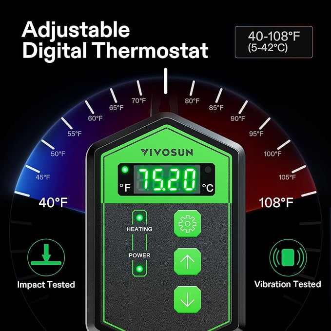 VIVOSUN 48" x 20.75" Seedling Heat Mat and Digital Thermostat Combo Set, UL & MET-Certified Warm Hydroponic Heating Pad for Germination, Indoor Gardening, Greenhouse