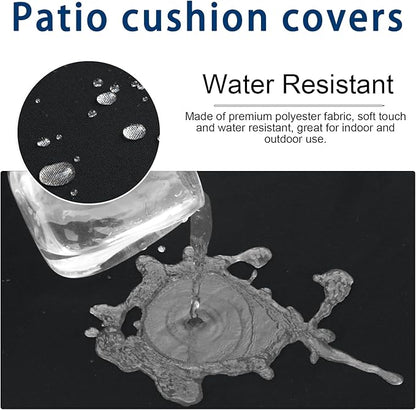 14 PCs Patio Cushion Covers for 7 PCs Outdoor Furniture Sectional Seating Sets Water Resistant Plus 2 Throw Pillows (Black, 23.6(L)*23.6(W)*4.33(T) inches)