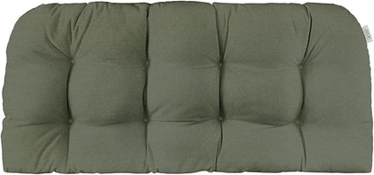 RSH DECOR Sunbrella Tufted Wicker Loveseat Cushion | 41” x 19" | Water and Fade-Resistant Performance Fabric | Outdoor Settee Cushion for Patio Furniture | Made in USA (Cast Sage Green)